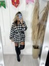 vestido tônia xadrez bege