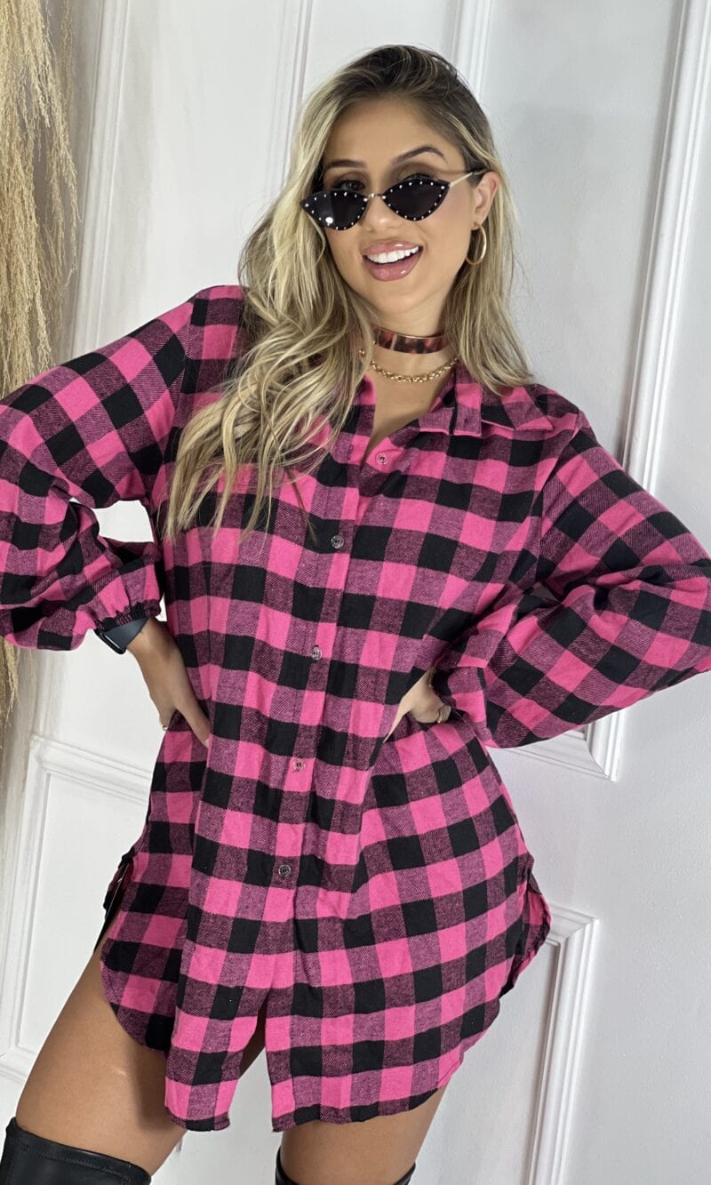 vestido tônia xadrez bege