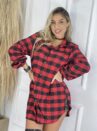 vestido tônia xadrez bege