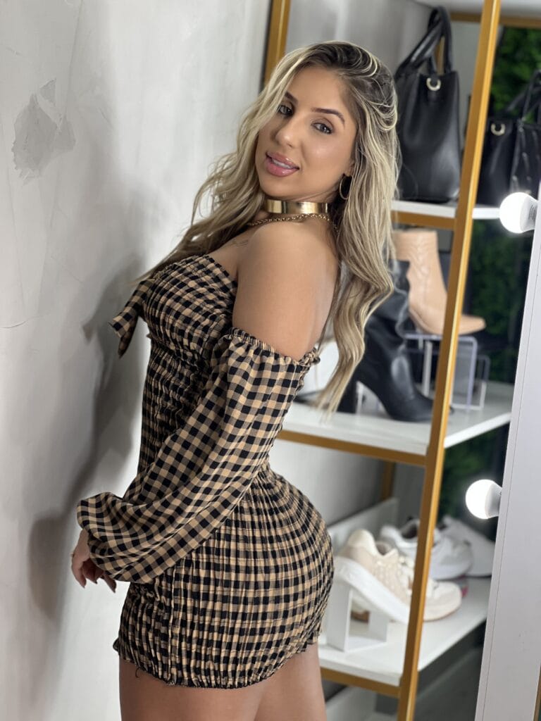 vestido nó cata xadrez bege vestido nó cata xadrez bege