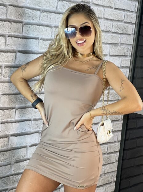 vestido poliamida gringa bege