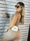 vestido poliamida gringa bege