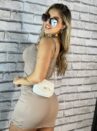 vestido poliamida gringa bege