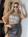 cropped dadi xadrez bege