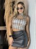 cropped dadi xadrez bege