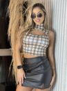 cropped dadi xadrez bege