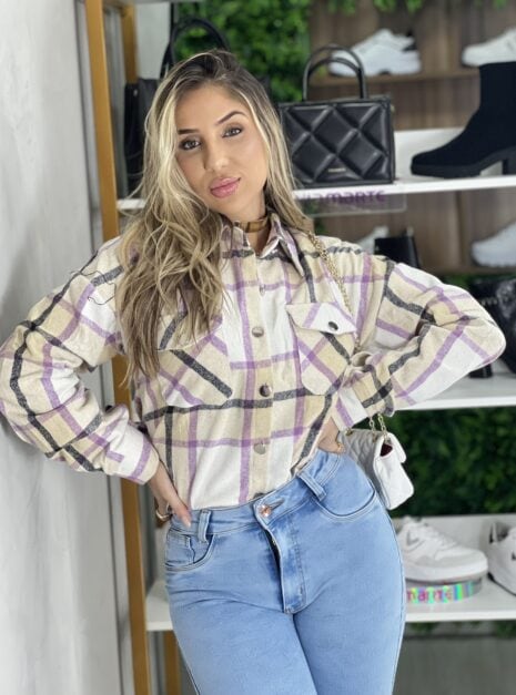 camisa flanelada longa xadrez emily marinho