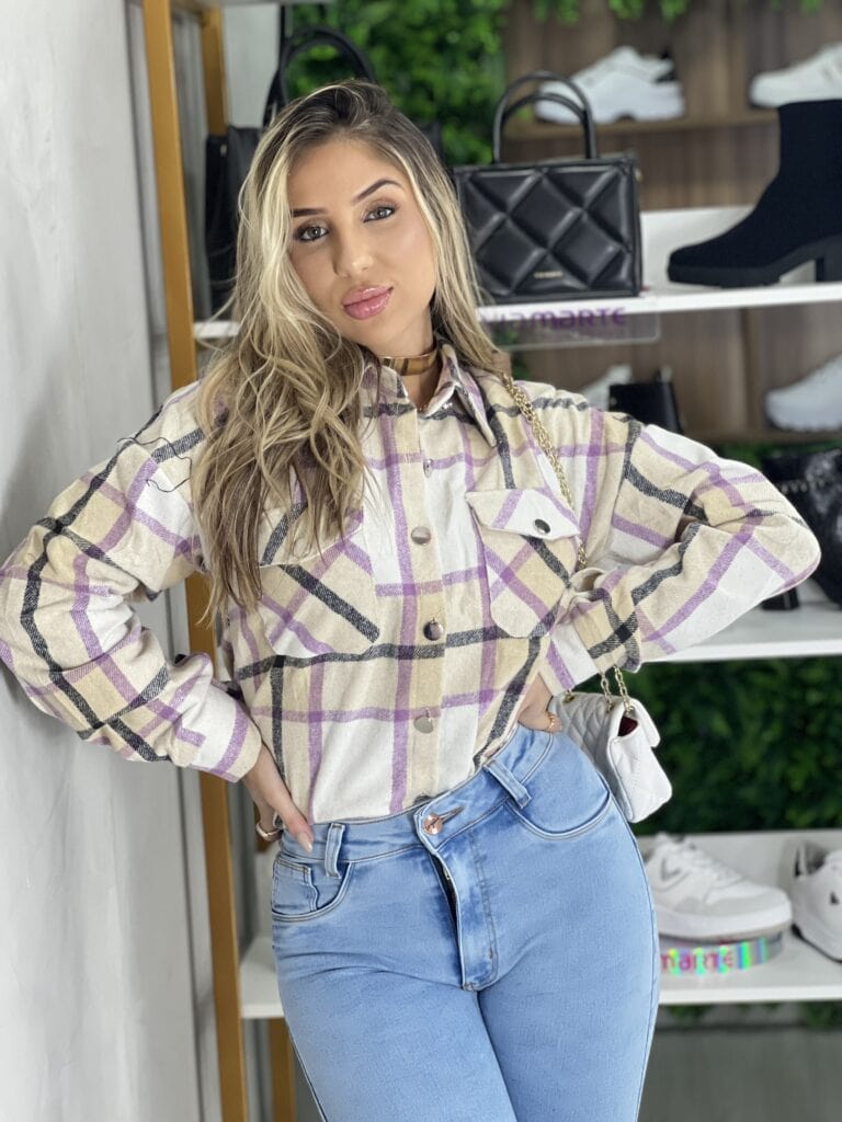 camisa flanelada longa xadrez emily marinho