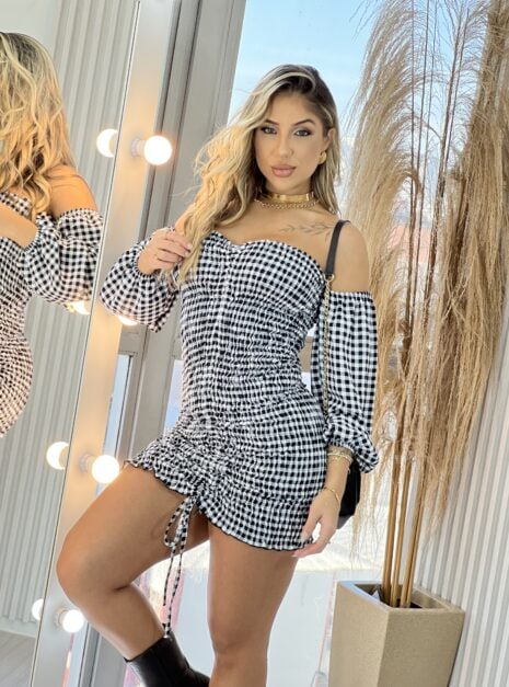 vestido telma xadrez preto