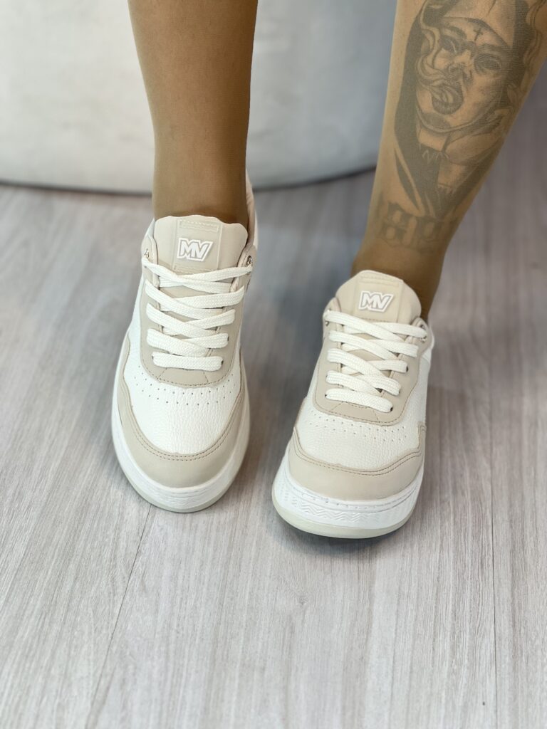 tênis casual bege/dourado/off via marte 053 005 06 tênis casual bege/dourado/off via marte 053 005 06