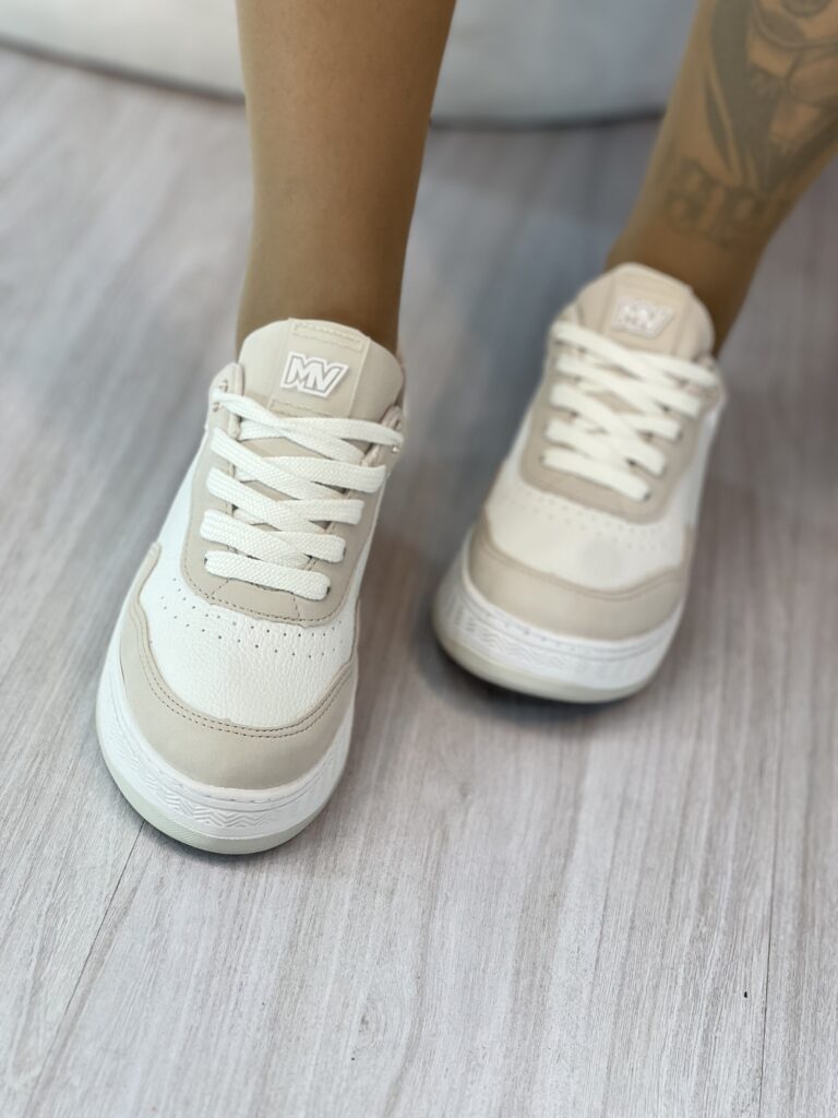 tênis casual bege/dourado/off via marte 053 005 06 tênis casual bege/dourado/off via marte 053 005 06