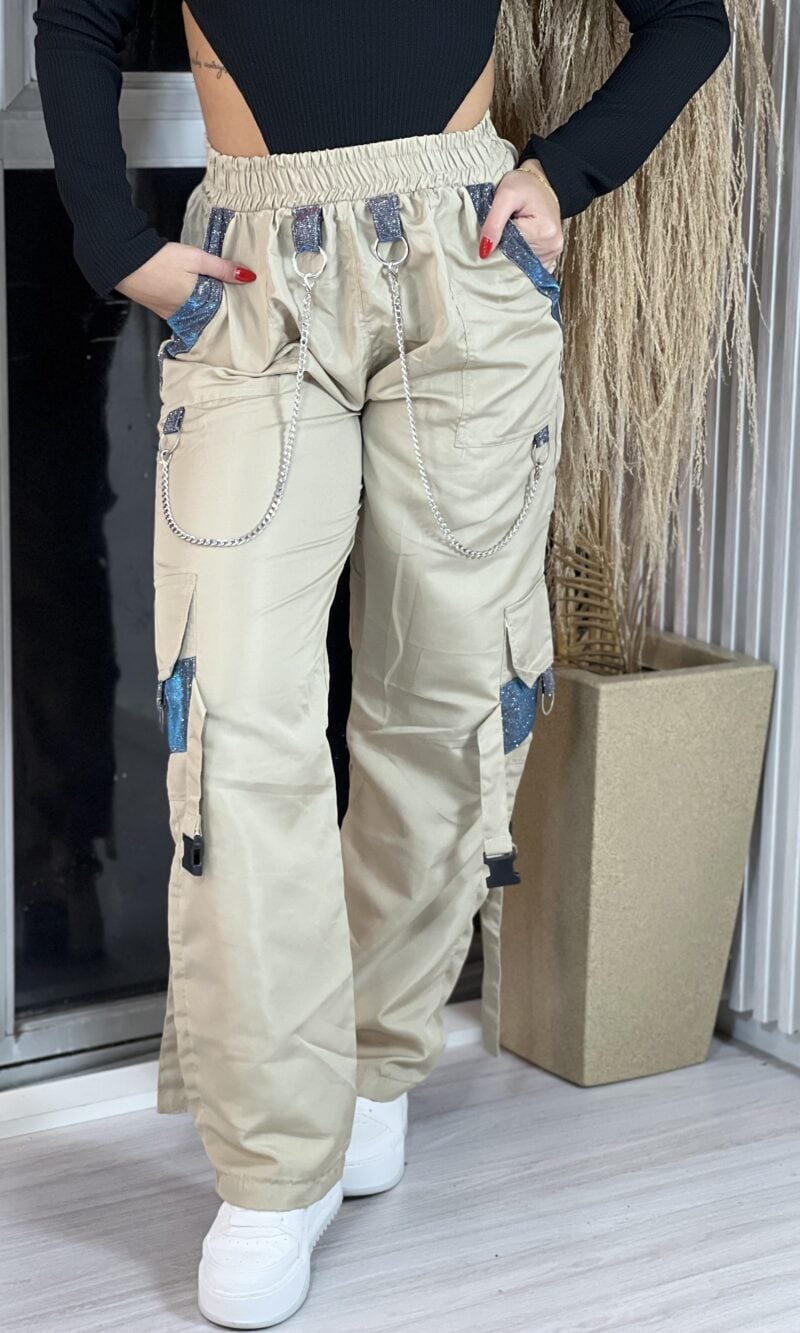 calça parachute galaxy bege calça parachute galaxy bege