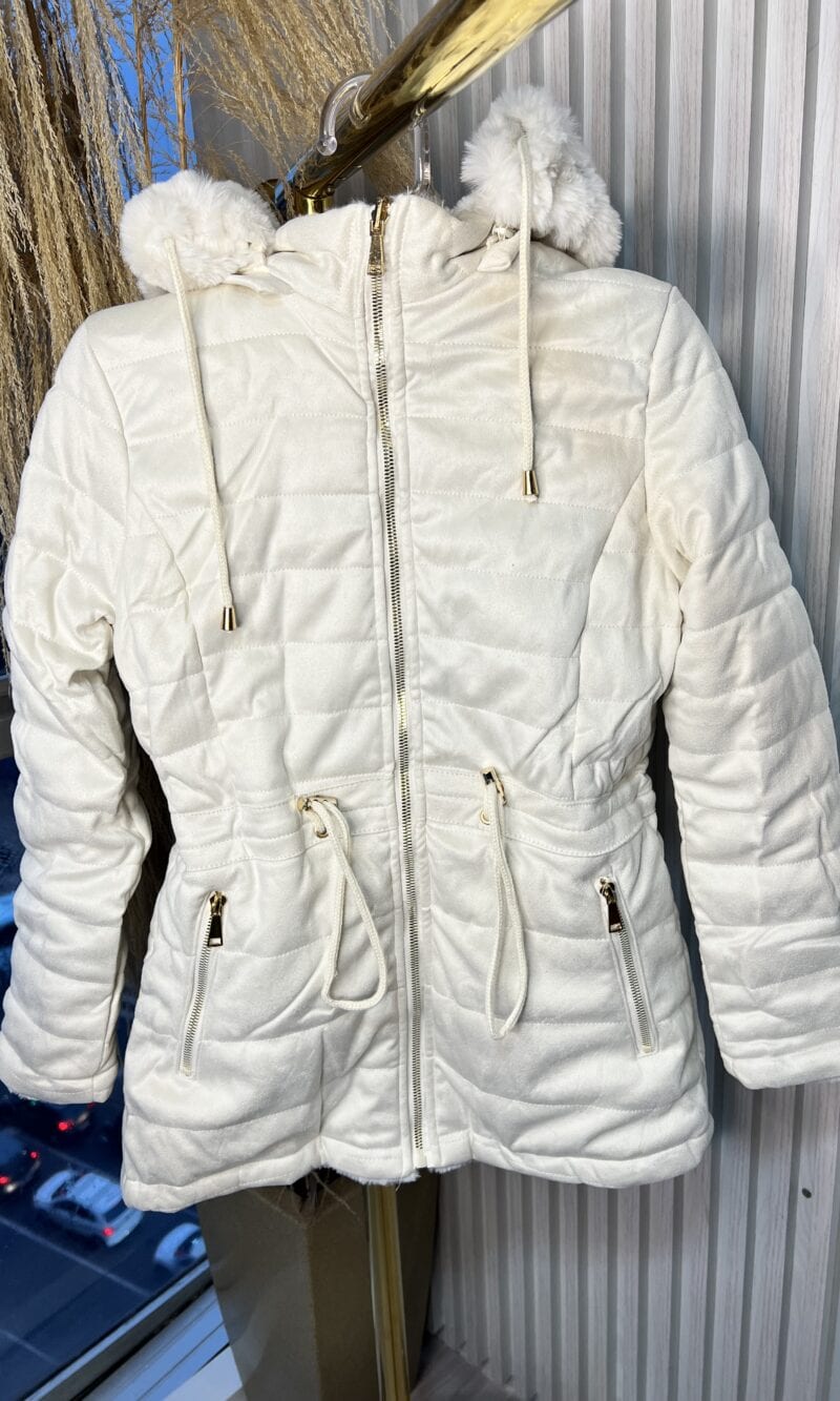 parka reversível suede e teddy joana off white