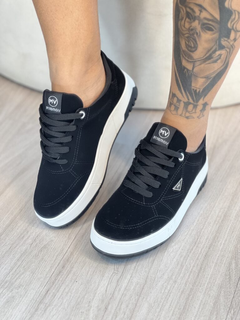 tênis casual preto via marte 042 008 07 tênis casual preto via marte 042 008 07