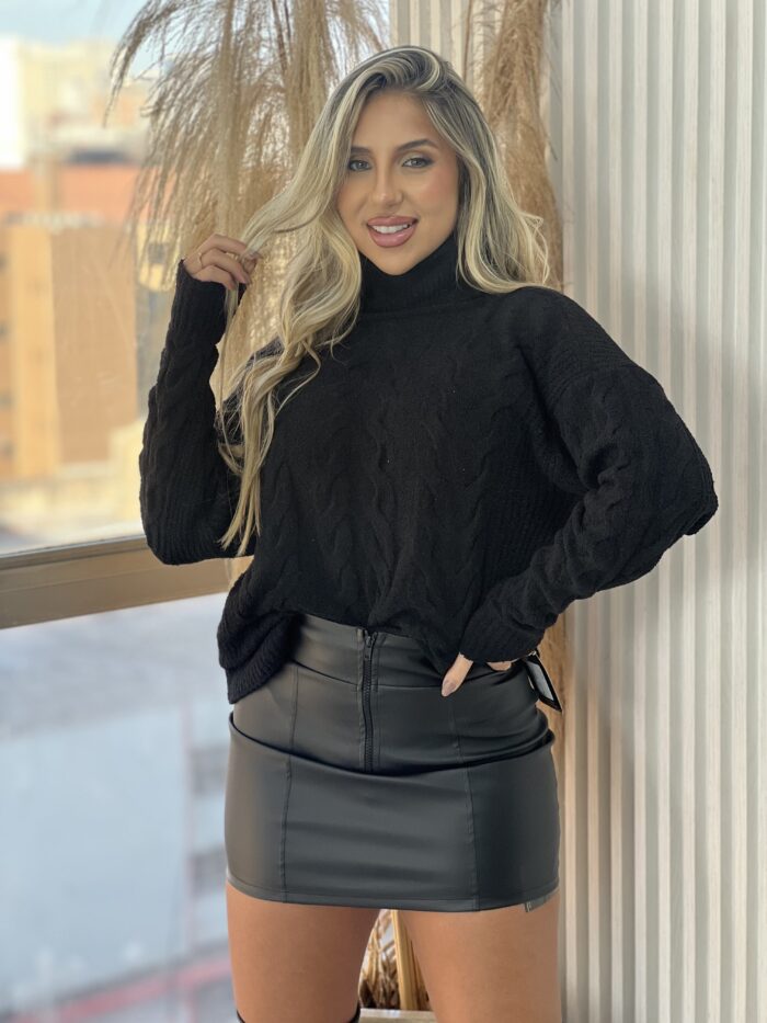 blusão tricot mousse gladis preto