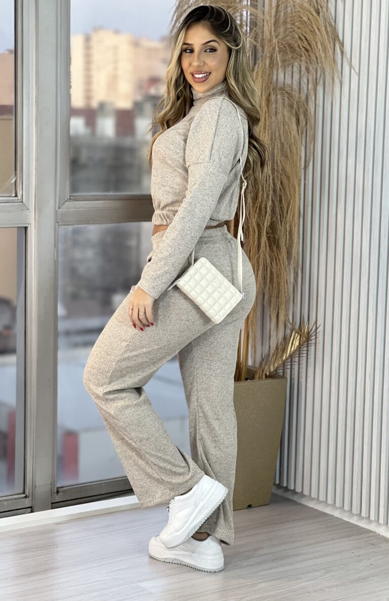 conjunto manga longa karen bege/mesclado