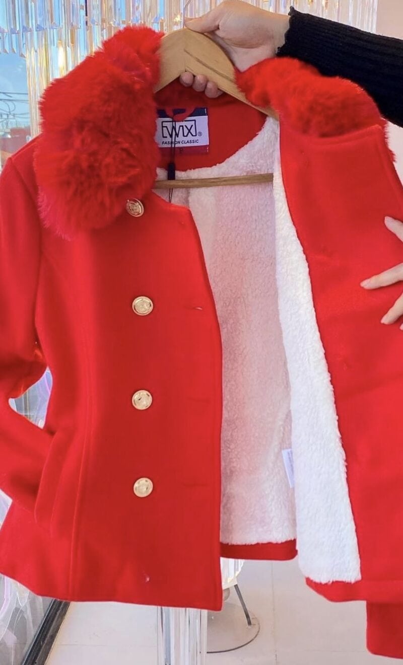 casaco apeluciado lã batida mary vermelho casaco apeluciado lã batida mary vermelho