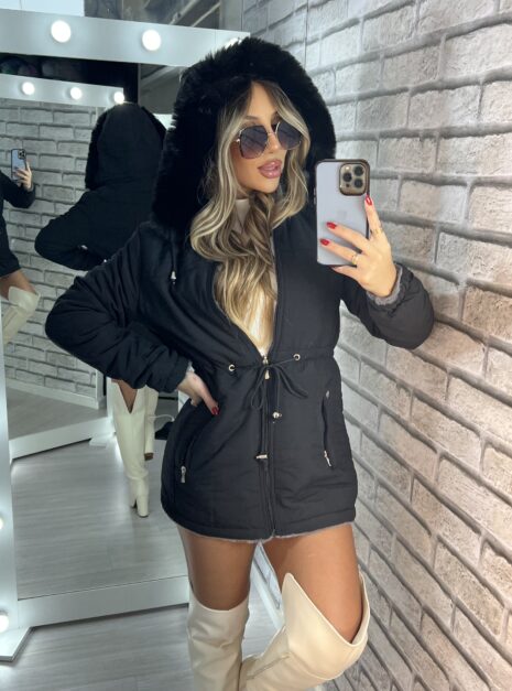 parka reversível 2 lados mabel preto/cinza