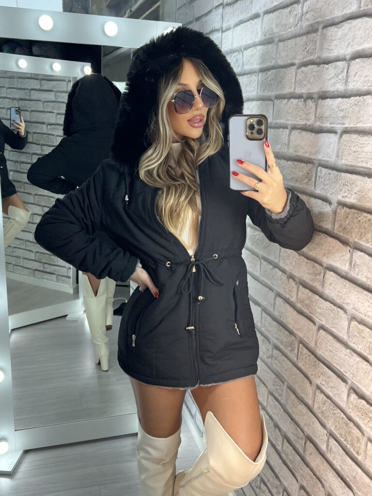 parka reversível 2 lados mabel preto/cinza