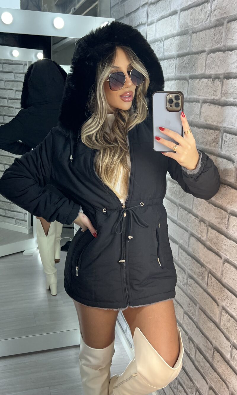 parka reversível 2 lados mabel preto/cinza