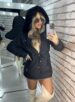 parka reversível 2 lados mabel preto/cinza