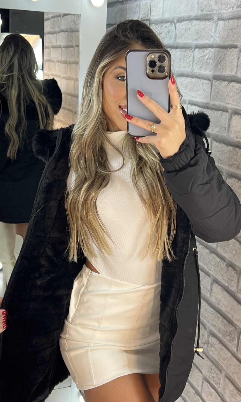 parka reversível 2 lados mabel preto