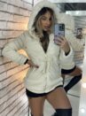 parka reversível suede e teddy joana off white