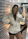 parka reversível suede e teddy joana off white