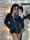 parka reversível suede e teddy joana preto
