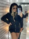 parka reversível suede e teddy joana preto