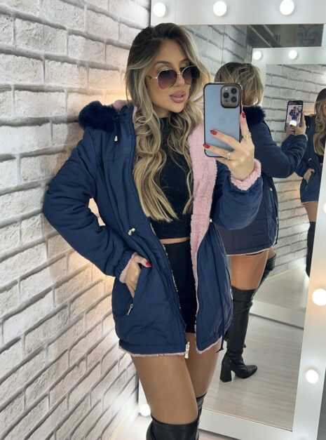 parka reversível 2 lados mabel azul