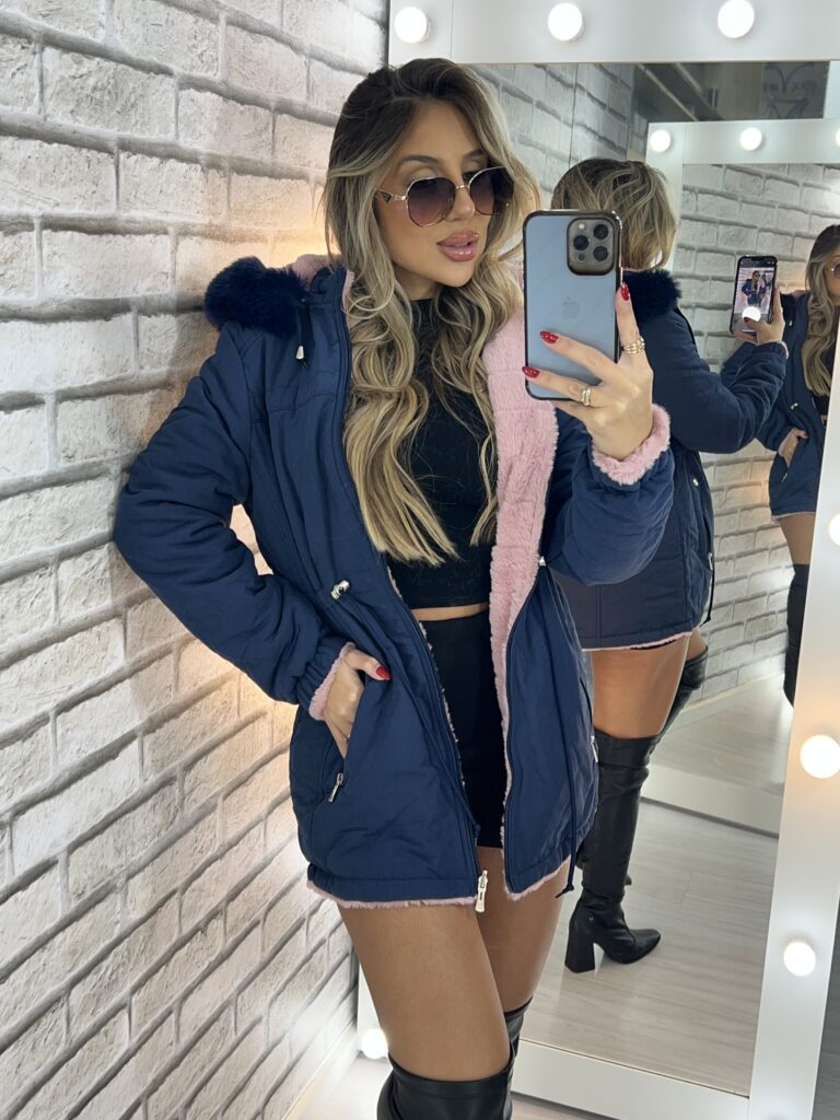 parka reversível 2 lados mabel azul