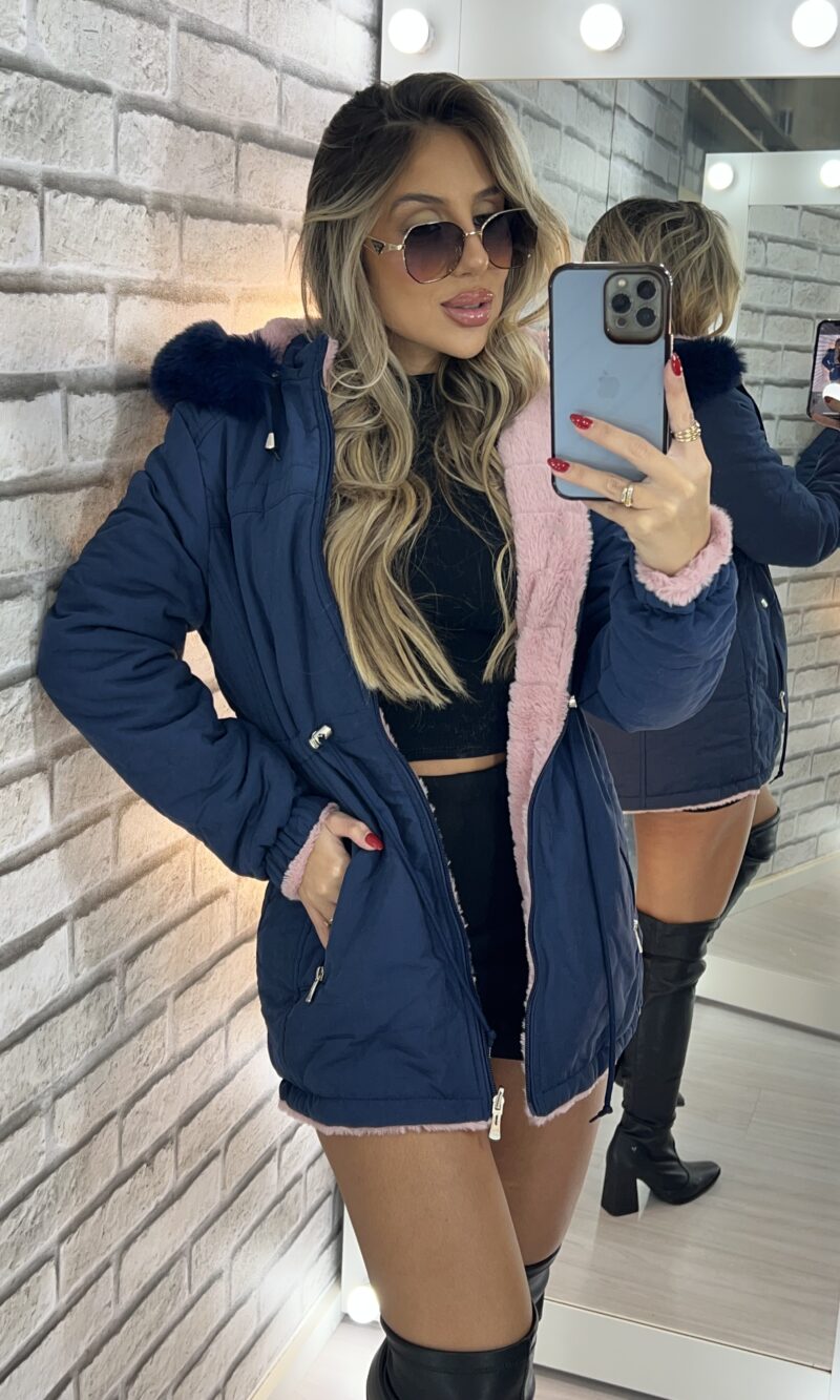 parka reversível 2 lados mabel azul