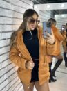 parka reversível suede e teddy joana caramelo