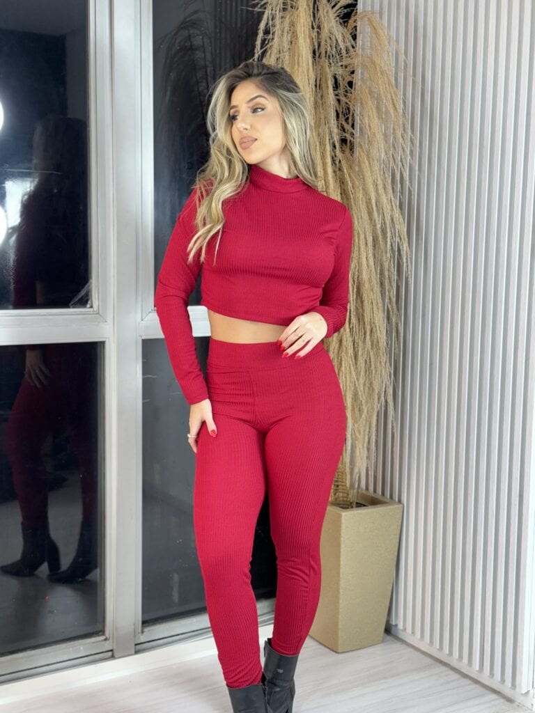 conjunto canelado gringa vermelho