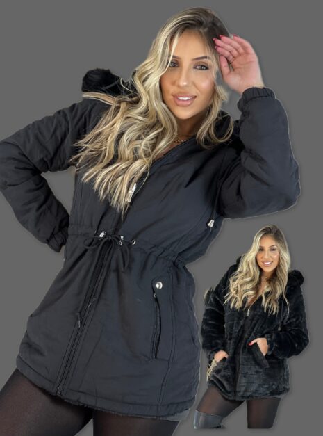 parka reversível 2 lados mabel preto