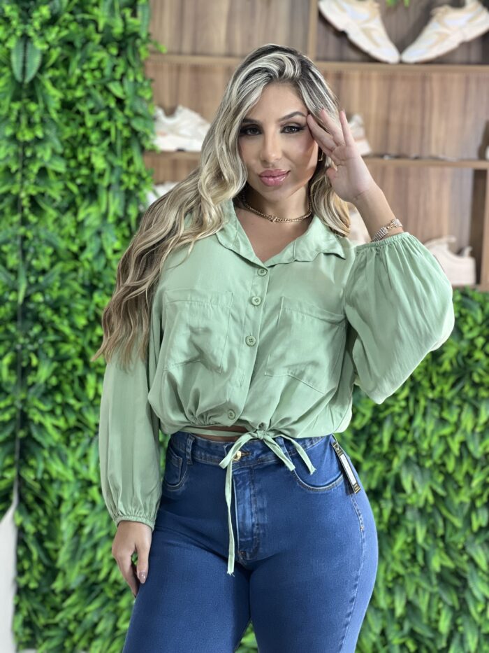 cropped camisa verde
