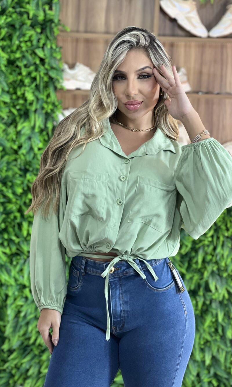 cropped camisa verde