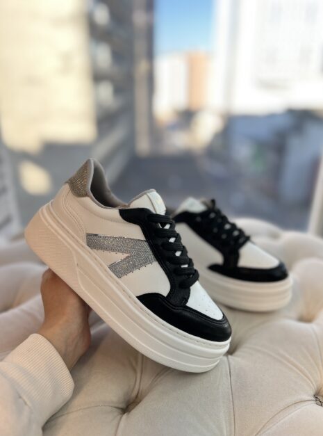 tênis casual branco prata preto 052 006 02