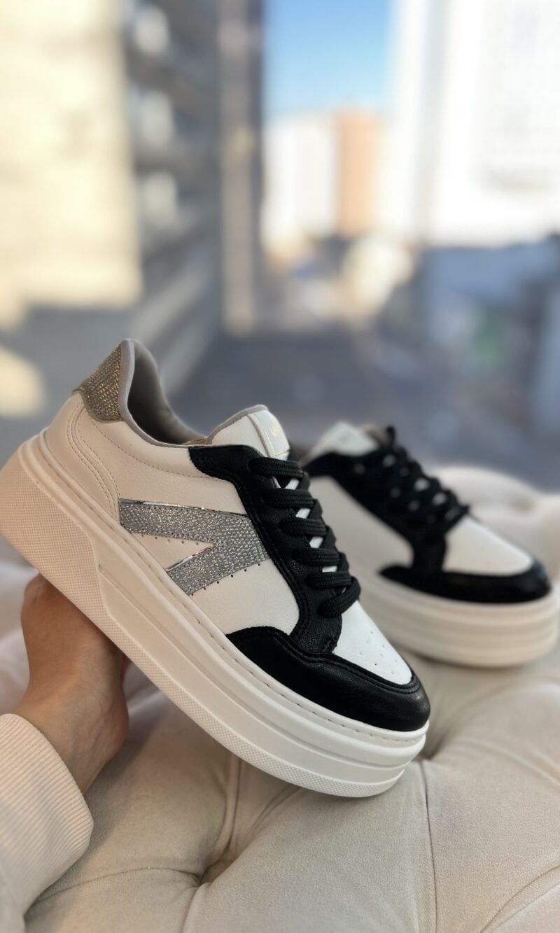 tênis casual branco prata preto 052 006 02