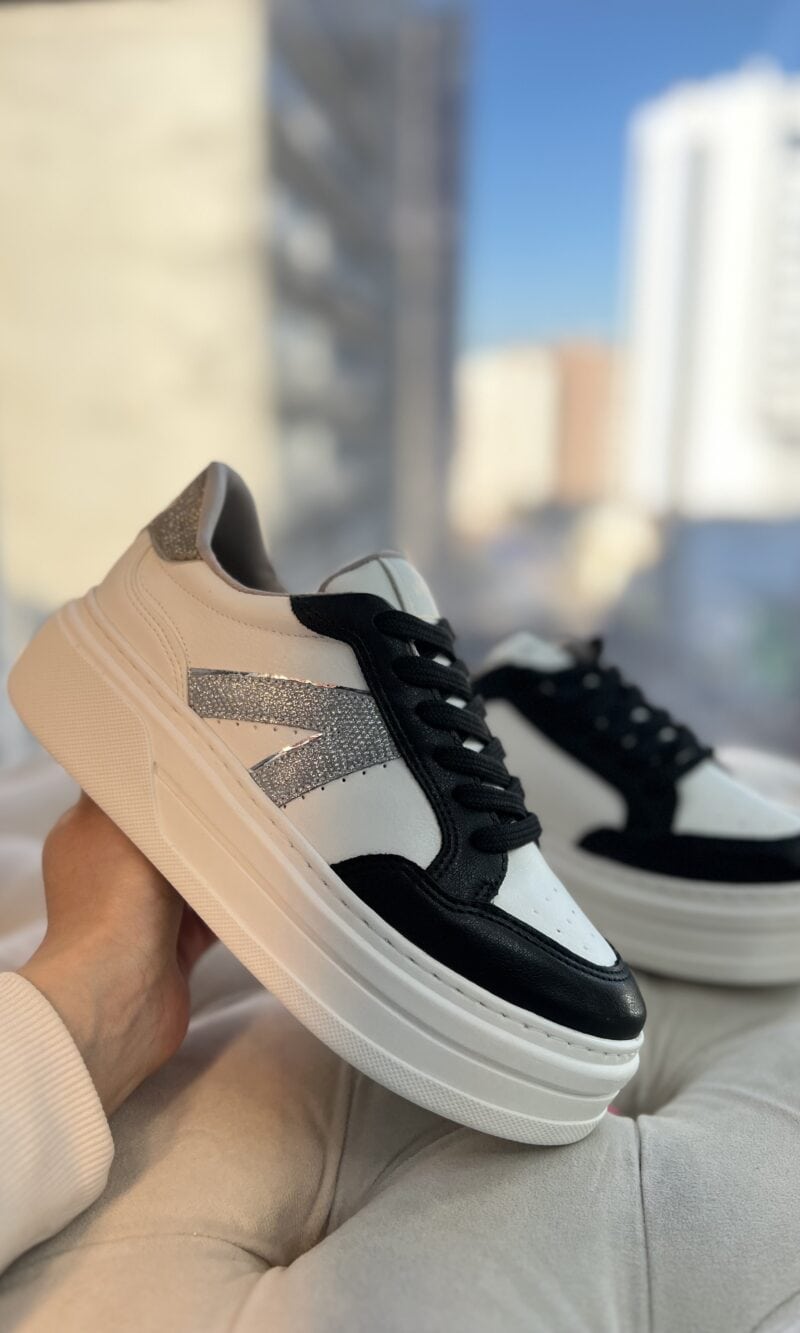 tênis casual branco prata preto 052 006 02 tênis casual branco prata preto 052 006 02