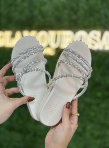 papete 4 tiras strass branco off moleca 5490.112
