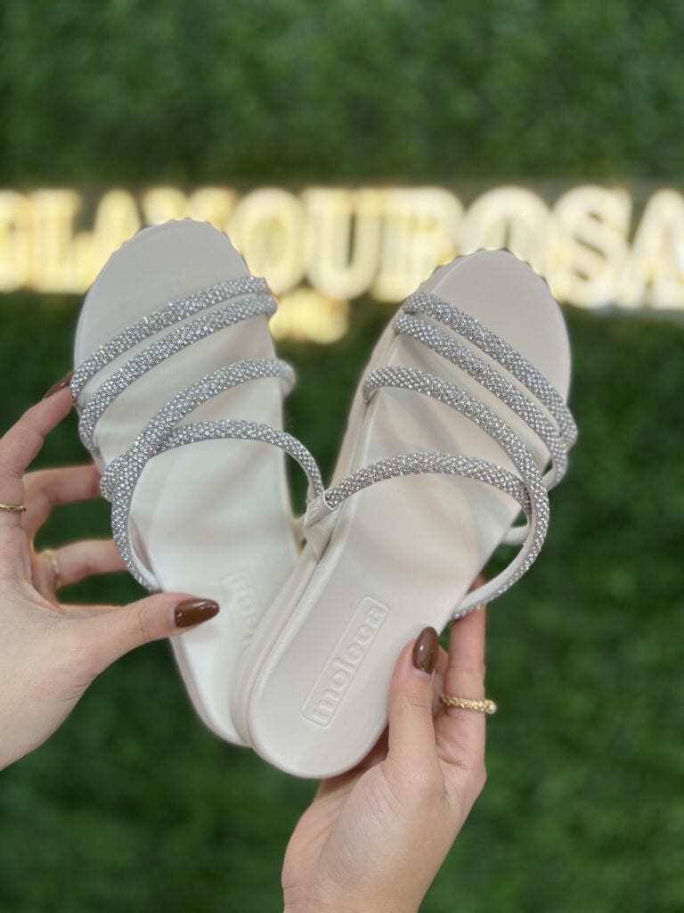 papete 4 tiras strass branco off moleca 5490.112