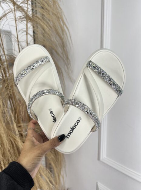 papete strass 3 tiras branco moleca 5469.121