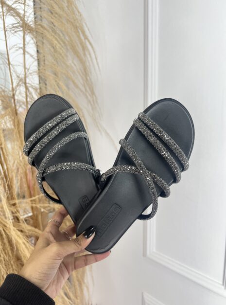 papete 4 tiras strass preto moleca 5490.112