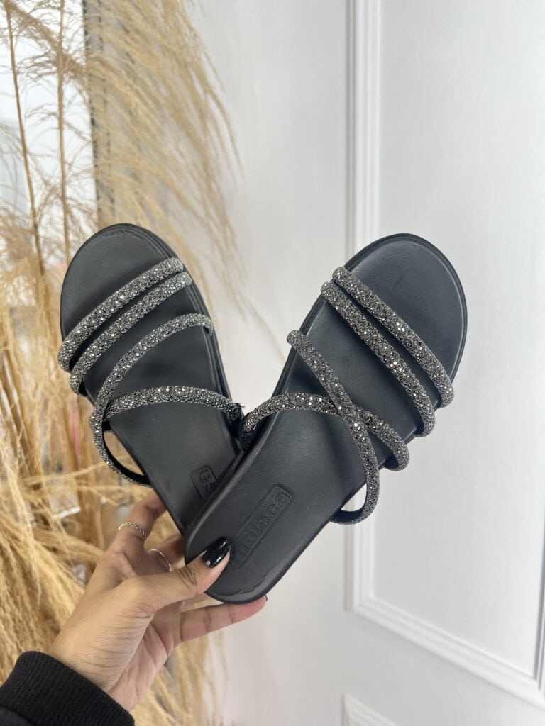 papete 4 tiras strass preto moleca 5490.112