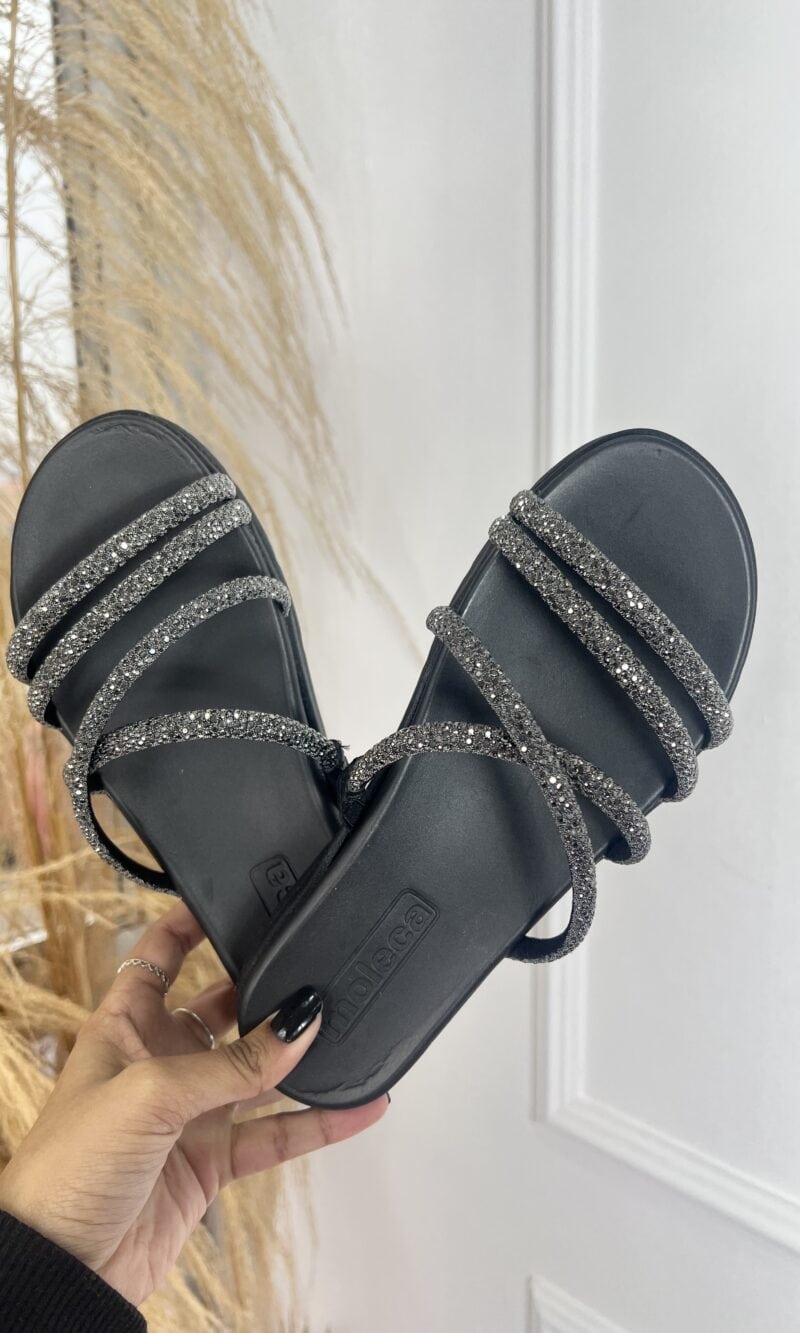 papete 4 tiras strass preto moleca 5490.112