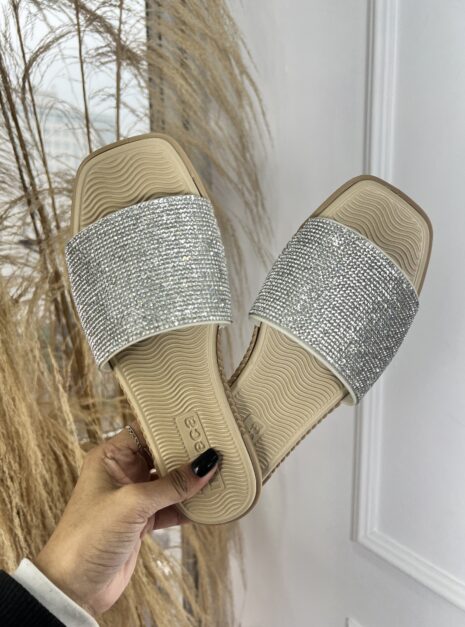 chinelo slide strass branco off moleca 5494106