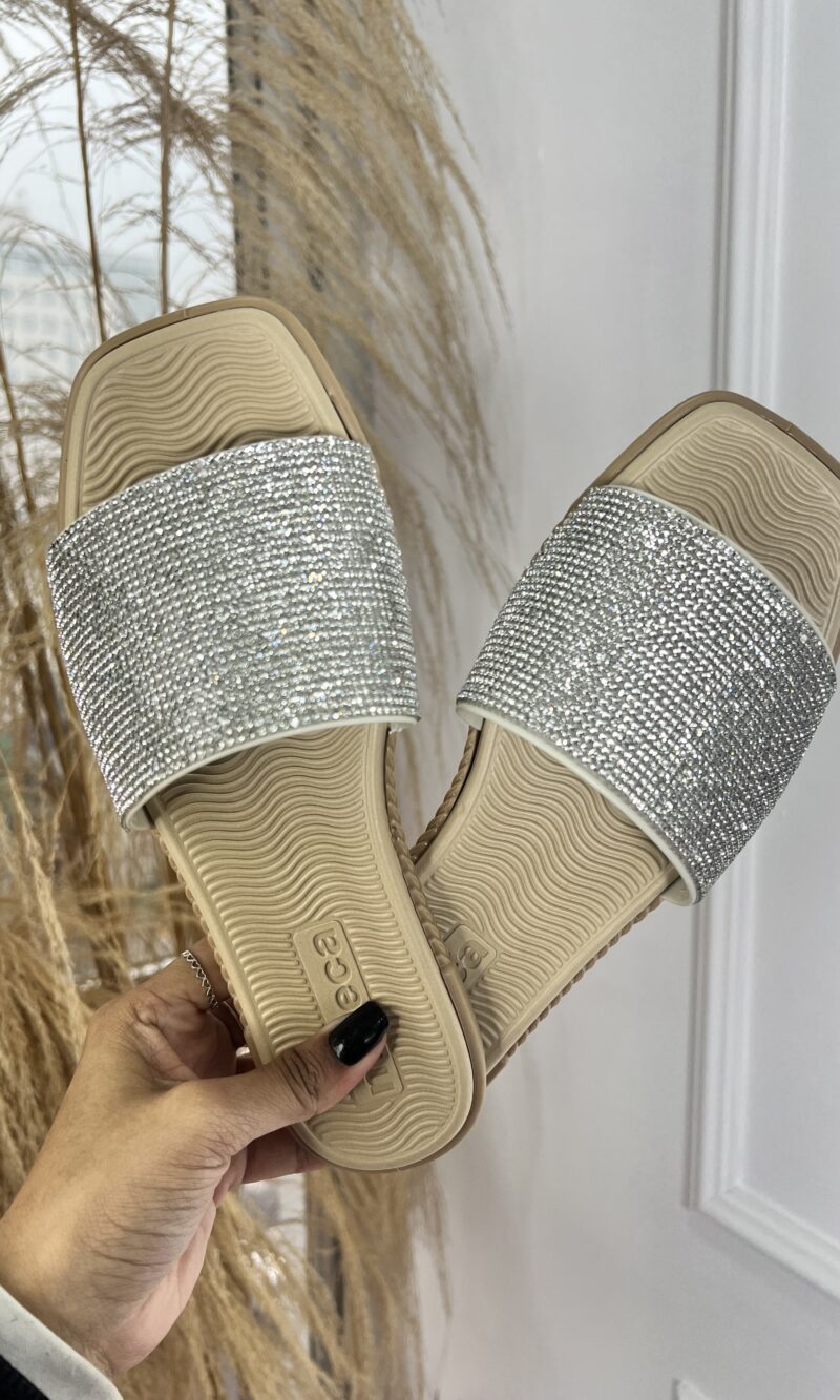chinelo slide strass branco off moleca 5494106