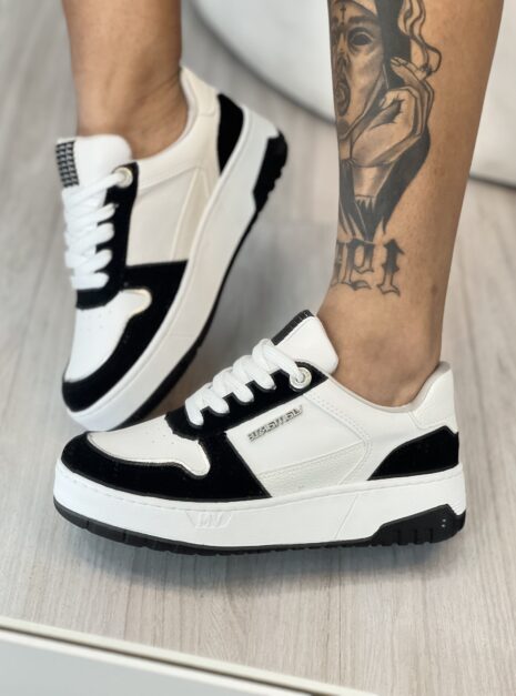 tênis casual branco/preto 042 014 01